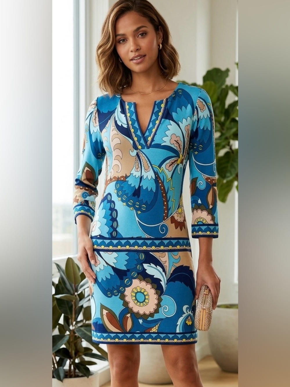 Trina Turk abstract florals Knit Dress